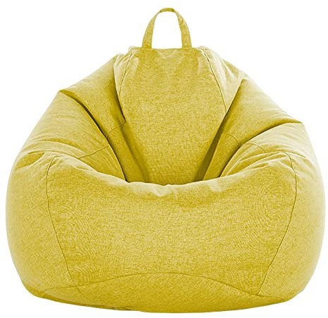 FANSU Sitzsack Waschbar, Sitzsack Ohne Füllung, Sitzsack-Stuhlbezug Outdoor Indoor, Sitzsäcke für Kinder Erwachsene, Polyesterfaser Textile Aufbewahrung (120x160cm,Senfgelb)