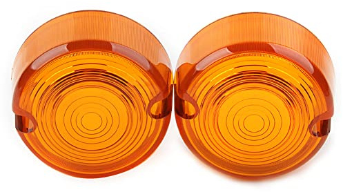 SIKUAI 3 Motorcycle Amber Bullet Turn Signal Light Lens ABS Indicators light Covers Yellow Flat Replacement assembly OEM 68457-86 for Harley Dyna FXD FXR For Sportster XLH 883 1200 FXST 2 Pcs