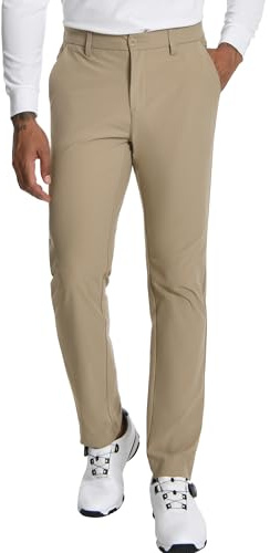 Pioneer Camp Pantaloni da golf da uomo, elasticizzati, traspiranti, lunghi, con elastico in vita e 3 tasche funzionali, cachi, 40 W/32 L