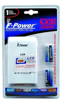 Cargador rápido LCD de 1 Hora para 4 Pilas LR6 2700 mAh, Ideal para Recarga eficiente de Dispositivos electrónicos.