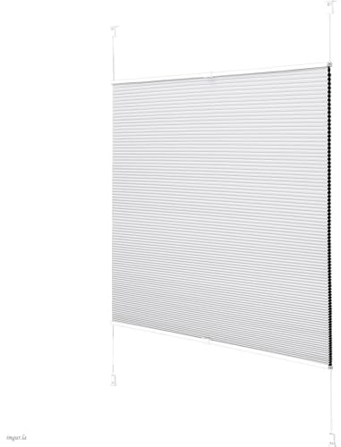 Joydeco Bikakeplissé utan borrning mörkläggning termisk Klemmfix tvåfärgad grå B 65 x H 130 cm, veckad rullgardin, insynsskydd, solskydd och ljudisolering för fönster och dörr