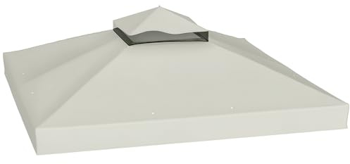 Outsunny Ersatzdach für Pavillon 3 x 3 m, wasserdicht Pavillondach, Doppeldach Ersatzbezug für Gartenpavillon, Ersatzteile aus Oxford-Stoff, 370 g/m², Hellgrau exkl. Rahmen