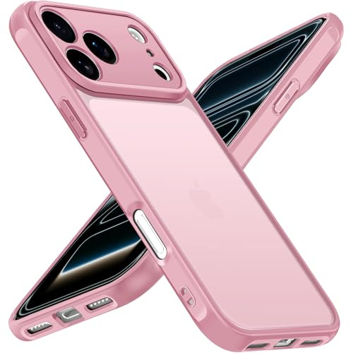 ivoler Funda Mate Rosa Claro para iPhone 17 Pro, [Protección Grado Militar] Carcasa Protectora Antigolpes, Trasera Translúcida Antihuellas y Antiarañazos Duro PC Respaldo Delgado Bumper Case