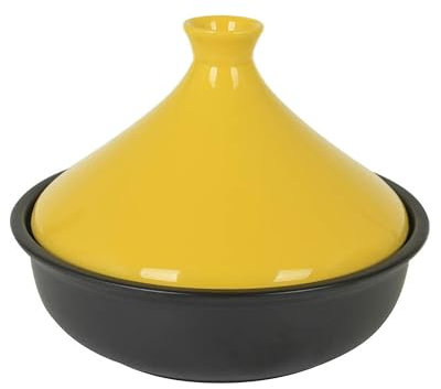 XIUCAI Marokkanischer Tajine-Topf für 1-3 Personen, Handgefertigter Keramiktopf mit Deckel, Hitzebeständig & Feuchtigkeitsspeichernd, Für Küche oder Restaurant,Gelb