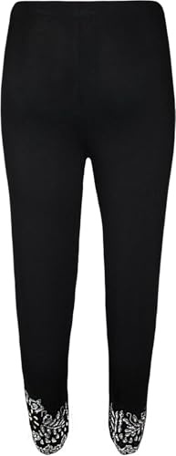 Women’s Sparkly Sequin Beaded Leggings Plus Size 12-26 – Slim Fit Stretch Party Trousers with Elegant Scallop Design (UK, Numeric, 24, 26, Slim, Regular, Black)