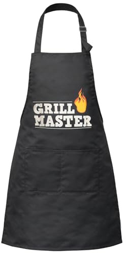 com-four® grillförkläde herr – roligt BBQ förkläde svart bomull 80 x 60 cm – köksförkläde för grill, kök och trädgård – present till män