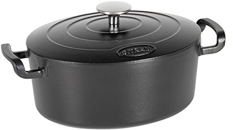 Sitram 711091 Nero casseruola Ovale in ghisa, 4 L