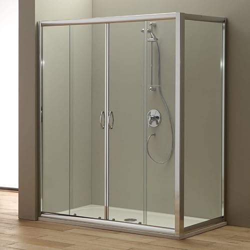 Kiamami Valentina Puerta de Ducha nicho+Puerta Fija 60X80cm Cristal Transparente | Giada
