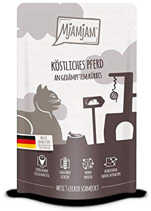 MjAMjAM Quetschie köstl. Caballo en calabaza, 12 x 125 g de comida para gatos