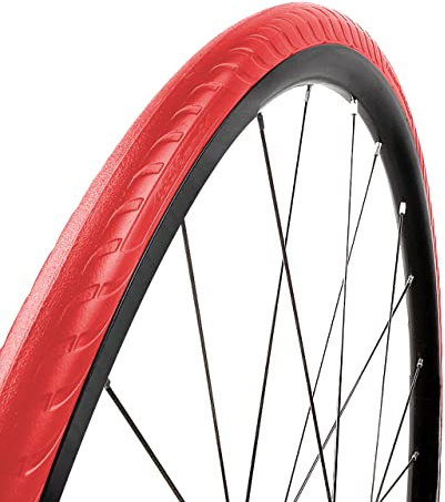Cubierta 100% Antipinchazos 700x25c (25-622) | Tannus Airless Tire New Slick | Neumático Sólido para Bici Carretera, Color Volcano (Rojo), Dureza Regular
