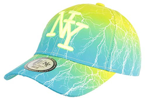 Casquette Enfant Bleue et Jaune Fluo Eclyr Fashion NY Baseball de 7a 12 Ans - Taille Unique - Bleu