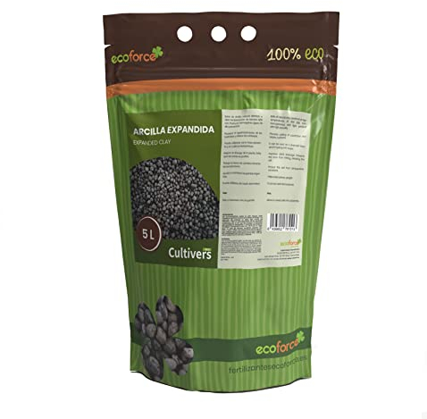 CULTIVERS Arcilla para Plantas 5L Sustrato Bolas de Arcilla expandida para Drenaje de Macetas Jardines y Cultivos hidropónicos | Evita el encharcamiento, la putrefacción de Las raíces Arlita