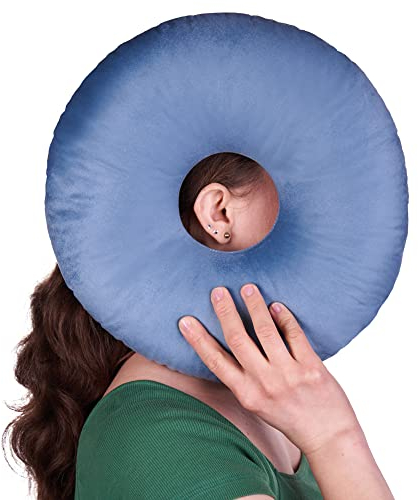 ODOXIA Piercing Kissen mit Loch | Für Ohr gegen Ohrenschmerzen | Donut Kissen | Ohrkissen | Sleepingring für Seitenschläfer zur Schmerzlinderung im Ohr | Piercing Pillow (Dark Blue)