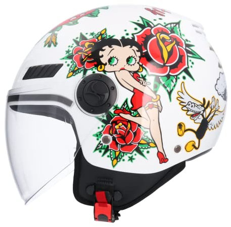 Motorradhelm Halbschale, ECE-zugelassen, La Betty, Weiß, Größe S (55/56)