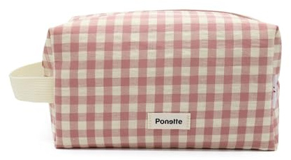 Ponette - Neceser Mujer, Bolsa de Aseo y Viaje, Neceser de Maquillaje y Playa 21x12x10,5 cm - Marca Española - Rosa y Crudo