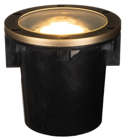 VOLT 12V 3-in-1 Waterproof IP68 Outdoor in-Grade Light with Brass Top (Bronze) & 5W 2700K Warm White MR16 LED Bulb for Low Voltage Landscape Lighting of Pathway, Garden, Column, Fountain or Pond