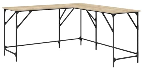 vidaXL Skrivbord sonoma-ek 149x149x75 cm konstruerat trä, datorskrivbord, hemmakontorsmöbel, L-format skrivbord, ståbord, hörnskrivbord