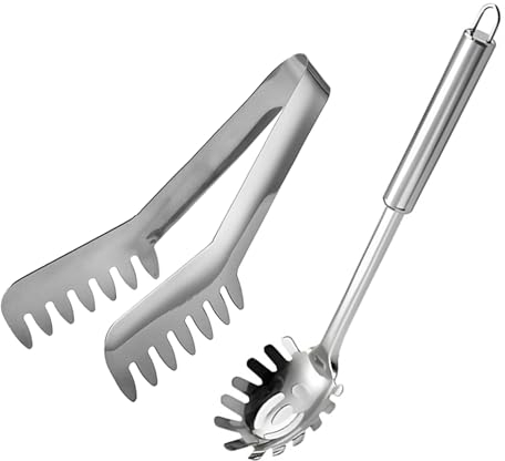 2 Pezzi Pinza per Spaghetti, Cucchiaio per Spaghetti, Spaghetti Server Set, Kichen Mestolo per Pasta Utensile, per Cottura al Forno, Cucina, Insalate, Carni Alla Griglia