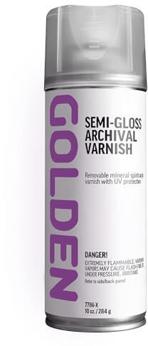GOLDEN Semi-Gloss Archival Varnish, 10 oz. Aerosol Can, Professional Acrylic Varnish