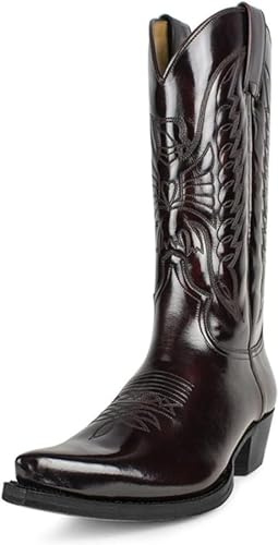 ZWESKUX Stivali da cowboy da uomo Stivali western eleganti con punta a punta Stivali eleganti - Stile cowboy,42,Brown Marron