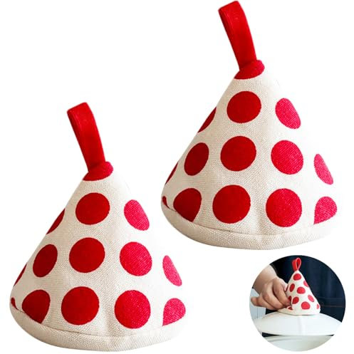 1 Paar Mini Ofen Mitts Hitzebeständige Baumwoll Topflappen, rutschfest & Verbrühungssicher, Nachhaltig, Leichtes Design mit Haken, Rotes Tupfenmuster – Für Grill, Topfdeckel, Backofen & Küche