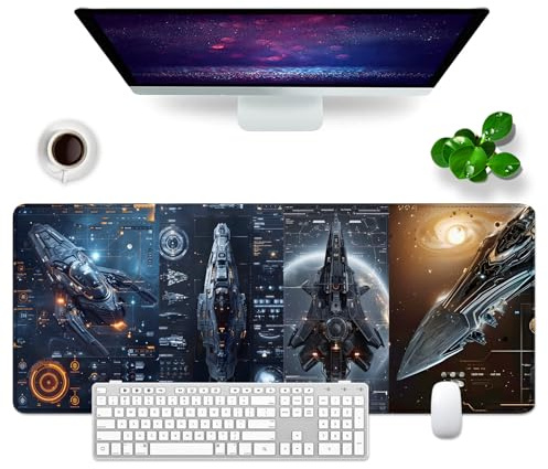 Gaming-musmatta, stor musmatta, 80 x 30 cm, XL musmatta, skrivbordsdyna, gaming PC, tangentbord, musmatta stort skrivbordsunderlägg, svart (musmatta – 4)