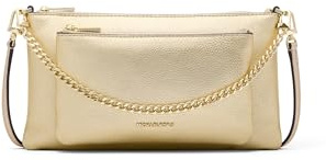Michael Kors Jet Set Medium Pocket Convertible Crossbody Bag, Gold-Tone Hardware/Metallic Pebble Embossed Leather/Pale Gold