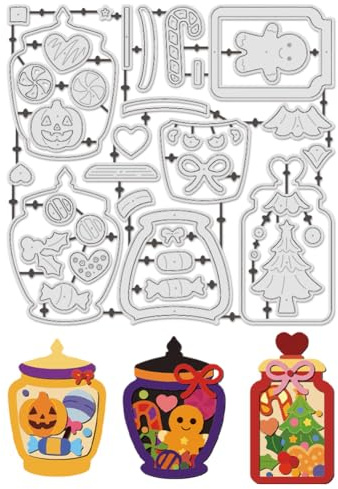 UNICRAFTALE Troqueles de corte para vasos de caramelos, calabaza, árbol de Navidad, plantilla para hacer tarjetas, álbum de fotos, decoración navideña de Halloween