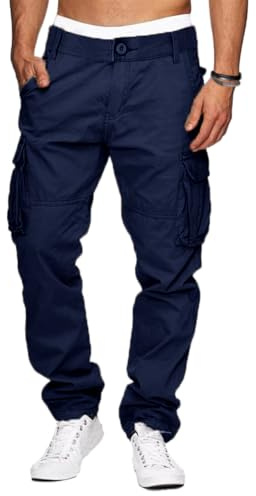 YAOHUOLE Mens Cargo Pants Combat Work Pants Military Tactical Trousers Casual Outdoor Trousers with Multi Pockets Navy Blue XXL-38