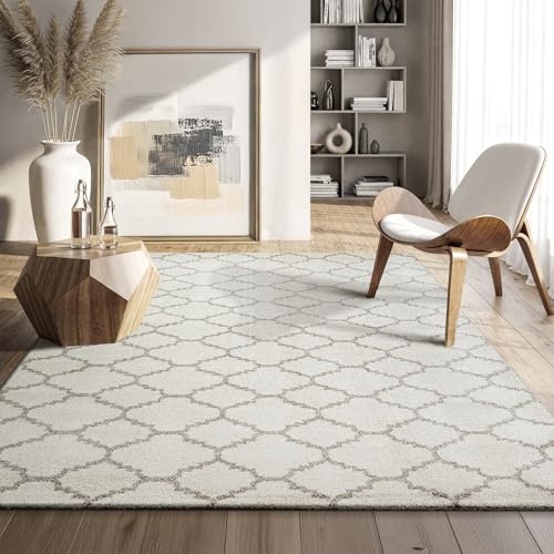 SANAT Boho Teppich – Moderner Teppich im Boho Stil, Geeignet für Wohnzimmer, Schlafzimmer, Flur, Esszimmer und Kinderzimmer – Skandi Creme, Größe: 200 x 290 cm