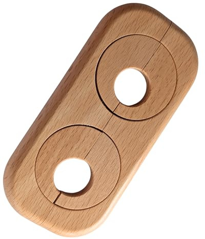 Gedotec Heizkörper Doppelrosette Buche – Bohrung 19 mm – variabler Rohrabstand 41–66 mm – 122 x 58 mm – Holz lackiert – Rohrabdeckung, Heizungsrosette – Made in Austria (Buche 19 mm)