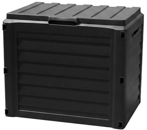Gr8 Garden 140L Garden Storage Box Outdoor – Weather Resistant Lockable Cushion & Tool Storage Chest, Anthracite Grey Wood Effect Plastic, Portable Patio Balcony Storage with Handles, Easy Assembly