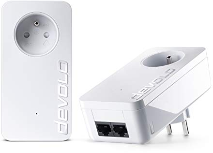 devolo dLAN 550 Duo+ Starter Kit : 2x Adaptateurs CPL, Prise Réseau CPL (550 Mbits, 2x Ports Fast Ethernet), idéal gaming, streaming, prise française