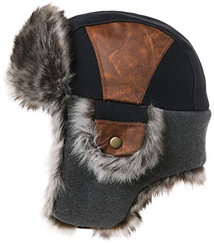 Comhats schwarz warme Baumwolle Trappermütze Hut Unisex Fliegermütze Fellmütze Erwachsenen für Herren