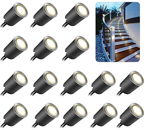 SMY 16er Terrassen Einbaustrahler LED Aussen Neutralweiß, Ø32mm 0,6W 12V Terrassenbeleuchtung, IP67 Wasserdicht Bodeneinbauleuchten für Küche Garten Gehweg Holzbrücke 4000K