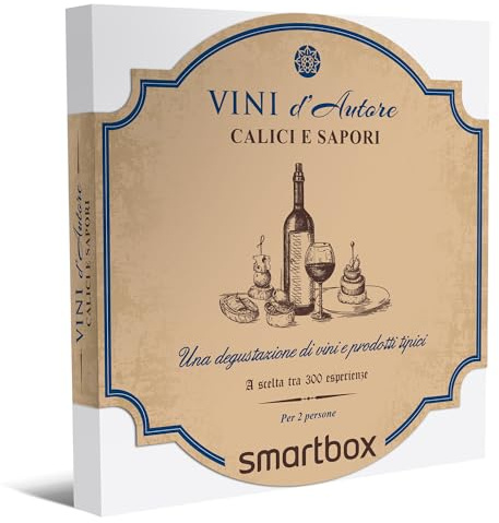 Smartbox - Cofanetto Regalo Calici e Sapori - Idea Regalo Gourmet - 1 degustazione di Vini e Prodotti tipici per 2 Persone