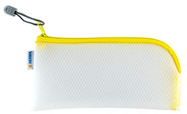HERMA 20005 dragkedjeväska resefodral transparent gul, liten låsbar väska med dragkedja, toalettväska för mobiltelefon, laddkabel, kosmetika, pennor, nycklar