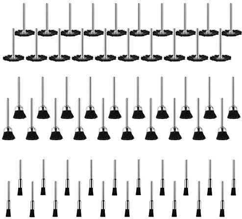 BRESUCNY Schleifbürste Set, 60 Stücke Nylonbürste Drahtbürste für Dremel Bohrmaschine Akkuschrauber Bohrmaschine, 7mm 15mm 25mm Pinselbürste für Polier Schleifen Reinigung