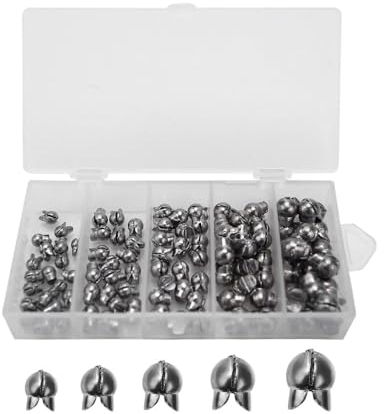 DONGKER Angelblei Set, 100 Stück Angeln Klemmblei, 5 Größen, Abnehmbare Angel Bleischrot Sortiment für Angeln Köder, Hecht, Posenangeln