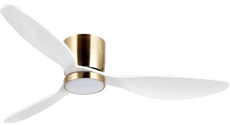 reiga Low Profile White 132cm Smart DC Ceiling Fan Light Remote