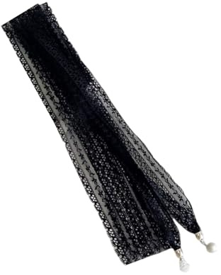 XANHOY Sciarpa in pizzo da neve per le donne cintura lunga skinny cravatta sciarpa al collo ragazze Scaf sciarpa lunga sciarpa skinny cravatta, Nero , 150 cm