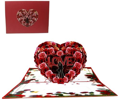 Tarjeta Emergente Del Día De San Valentín,Tarjetas Emergentes Del Día De San Valentín,Tarjeta De Corazón De Amor Tarjeta De Felicitación Del Día De San Valentín - Decoración Única De Mesa Navideña,