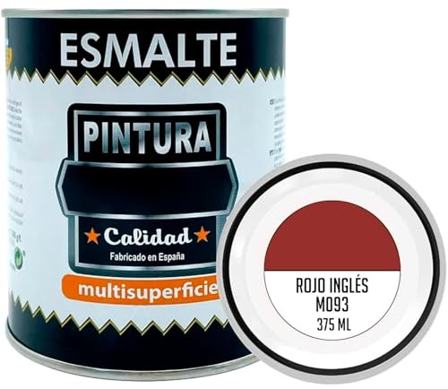 AC - Bote de Pintura Esmalte - Fabricado en España - Ideal para Cualquier Superficie, Madera, Plástico, Cristal o Cemento - Capacidad de 375 ML - Rojo Ingles (M093)