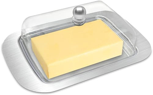 Xpieoyrm Mantequillera de acero inoxidable con tapa, Mantequera Rectangular, Mantequillero, apto para lavavajillas, para conservar la mantequilla fresca, para Cocina Casera y Restaurante