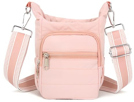 Water Bottle Carrier Bag with Phone Pocket for Stanley Cup,Water Bottle Pouch with Adjustable Shoulder Strap,Insulated for Outdoor Activities Like Travel,Walking,Camping (Pink)