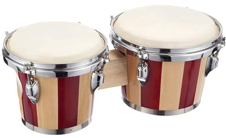 Bongo-trumset i trä | Bongo trumma barn – professionella träbongo-trummor, handtruminstrument trä | 6 tum och 7 tum bongos för barn vuxna nybörjare, pedagogiska slagverksinstrument