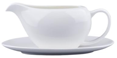 salsera de porcelana Salsera de cerámica blanca de 400 ml con base for servir salsa, ideal for hoteles y restaurantes. salsera