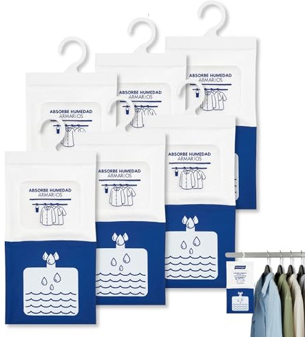 Deshumidificador colgante, Absorbe Humedad, Atrapa Humedad armarios, Previene humedad y malos olores, Apto para Armarios, Cocina, Coche, Trasteros, Baños, Cajones, Caravanas, Barcos, Capacidad 240 ml