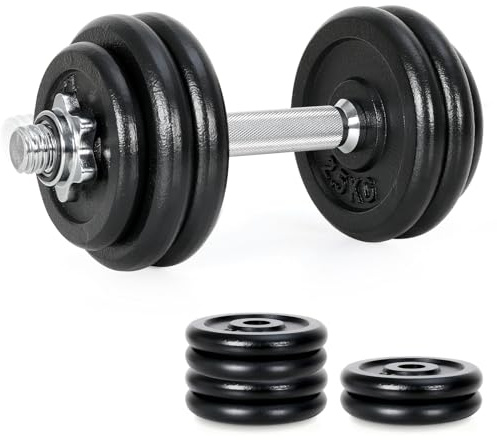 NOVONOVA Mancuernas Ajustables, Barra Pesas Ajustables 15kg, Juego de Mancuerna para gimnasio en casa, Dumbbell Set de hierro fundido, Barra De Pesas Kit Negro