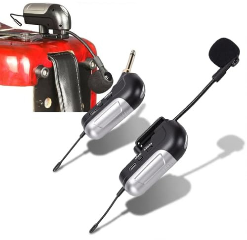 Dpofirs Akkordeon-Mikrofon | HD-Sound mit 360°-Tonabnehmer & unterdrückung, 30 m Reichweite, 6-Stunden- für Bühnen- und Live-Auftritte